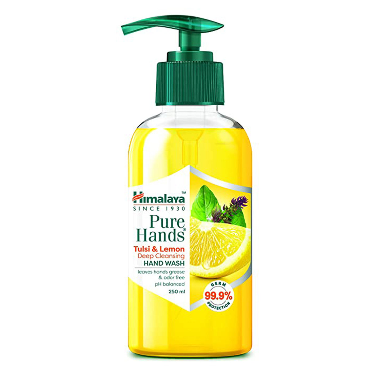 Himalaya Pure Hands Tulsi & Lemon Hand Wash 250 ml | KillS 99.9% Of Germs | pH Balanced, Pack of 1 Himalaya Pure Hands Tulsi & Lemon Hand Wash 250 ml | KillS 99.9% Of Germs | pH Balanced, Pack of 1