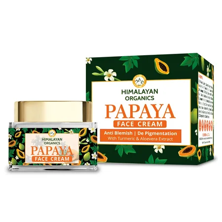 Himalayan Organics Papaya Face Cream 50 ml | With Turmeric & Aloe Vera | Anti Blemish & De Pigmentation Cream | Reduces Dark Spots | For Flawless & Blemish Free Complexion | For Men & Women