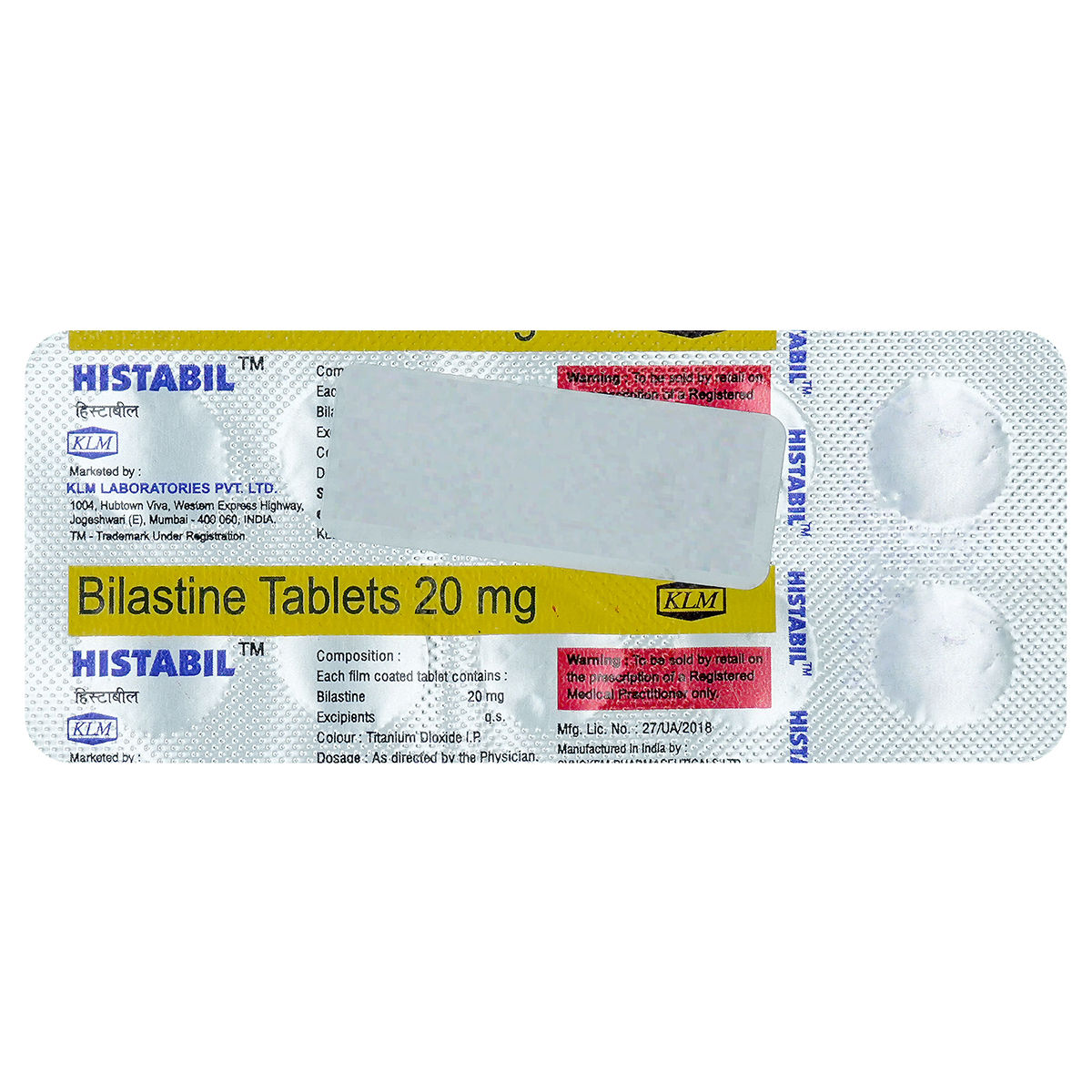 Buy Histabil 20 mg Tablet 10's Online