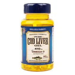 Holland & Barrett Cod Liver Oil 410 mg Capsules Gelatine Free, 60 capsules