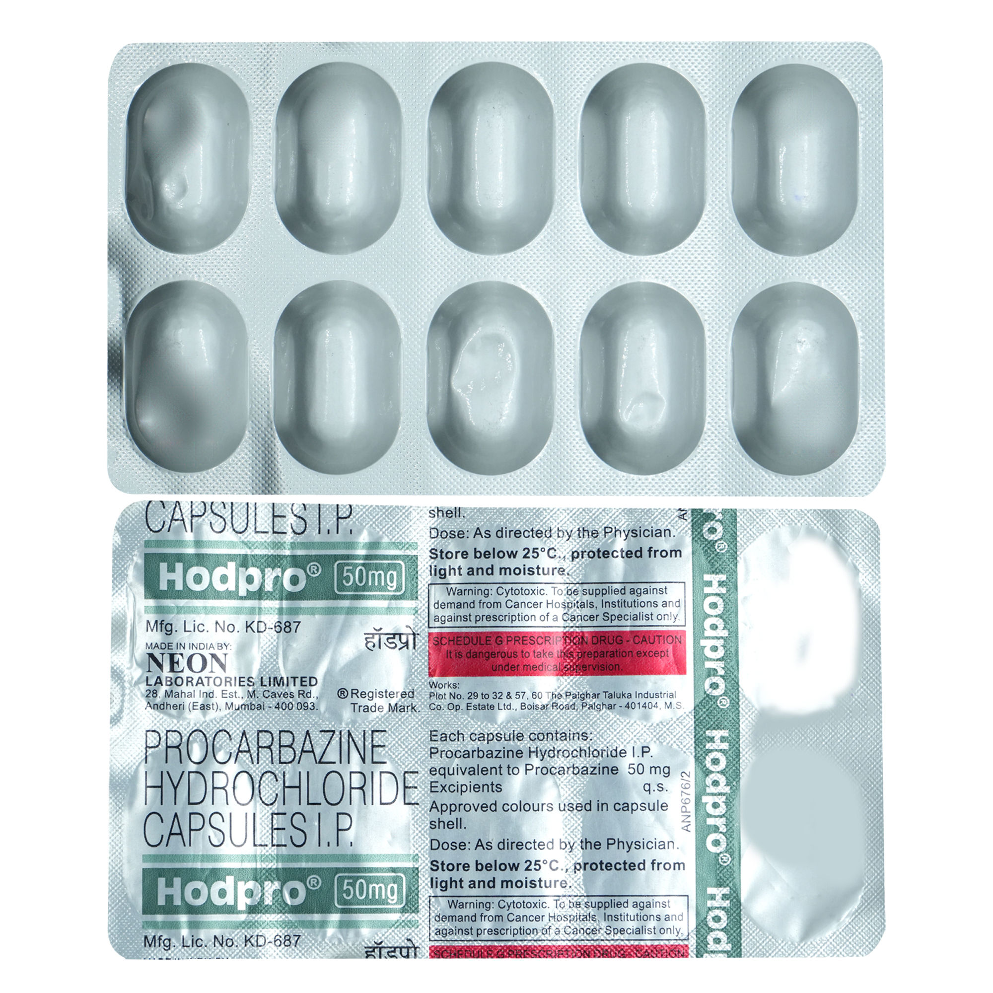 Buy Hodpro 50mg Capsule 10's Online