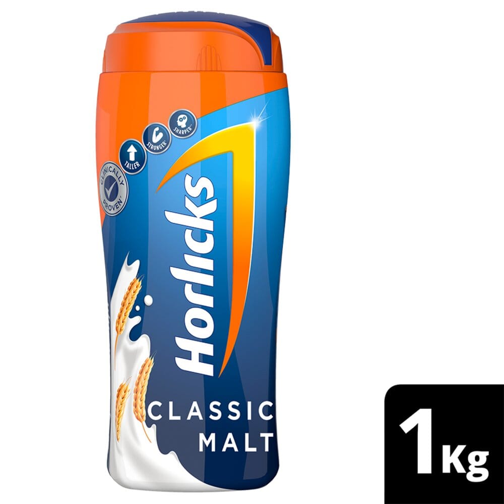 Horlicks Classic Malt Flavour Nutrition Drink Powder 1 kg Jar | Support Immunity | Improves Bone & Muscle Health | Healthy Weight Gain, Pack of 1 Horlicks Classic Malt Flavour Nutrition Drink Powder 1 kg Jar | Support Immunity | Improves Bone & Muscle Health | Healthy Weight Gain, Pack of 1