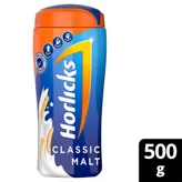 Horlicks Classic Malt Flavour Nutrition Drink Powder 500 gm Jar | Support Immunity | Improves Bone &amp; Muscle Health | Healthy Weight Gain | Nutrition &amp; Health Drink For Kids, Pack of 1