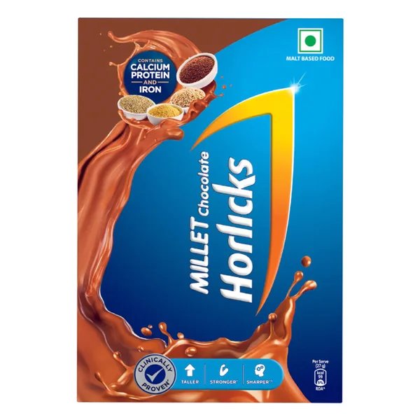 Horlicks Millet Chocolate Flavour Nutrition Powder 600 gm Refill Pack | Protein, Calcium, Iron | Support Immunity | Improves Bone &amp; Muscle Health | Healthy Weight Gain, Pack of 1