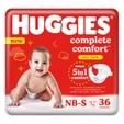 Huggies Complete Comfort Dry Tape Baby Diapers New Born-Small, 36 Count