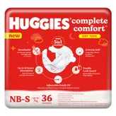 Huggies Complete Comfort Dry Tape Baby Diapers New Born-Small, 36 Count, Pack of 1