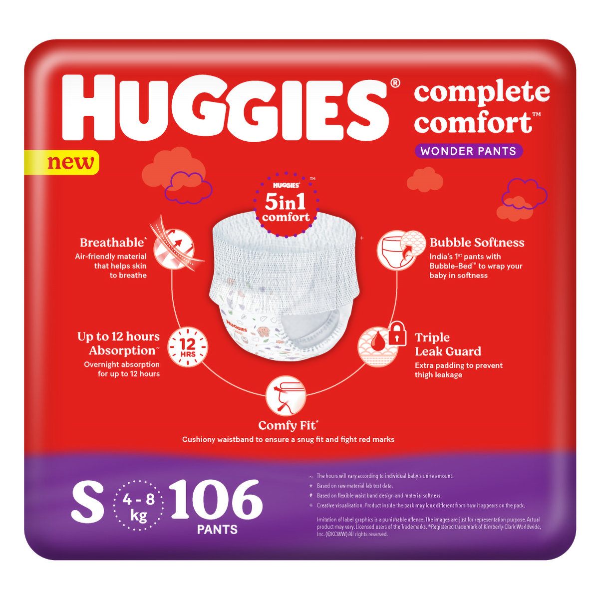 Huggies Complete Comfort Wonder Baby Diaper Pants Small, 106 Count, Pack of 1 Huggies Complete Comfort Wonder Baby Diaper Pants Small, 106 Count, Pack of 1