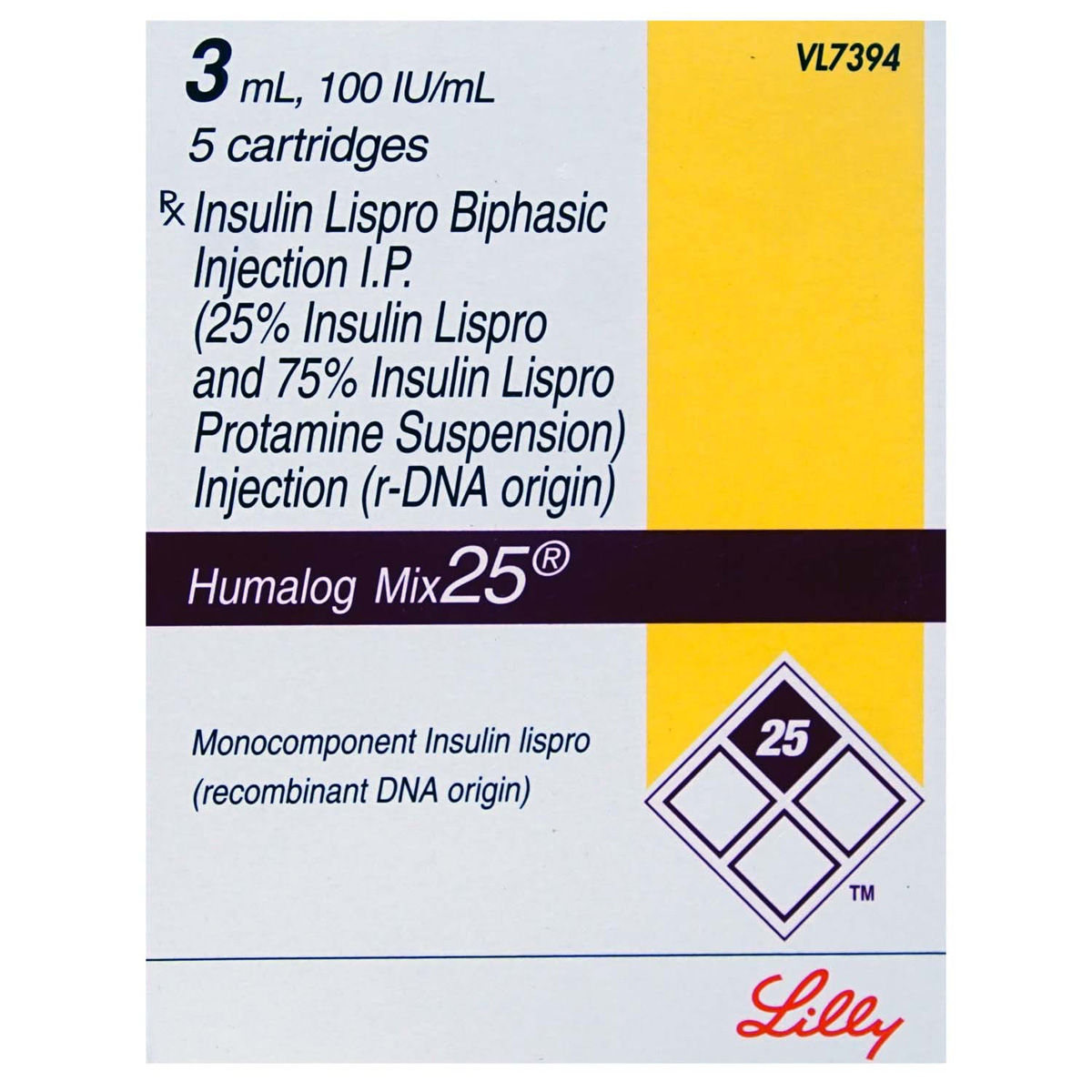 Humalog Mix 25 100IU/ml Cartridge 5x3 ml | Uses, Side Effects, Price ...