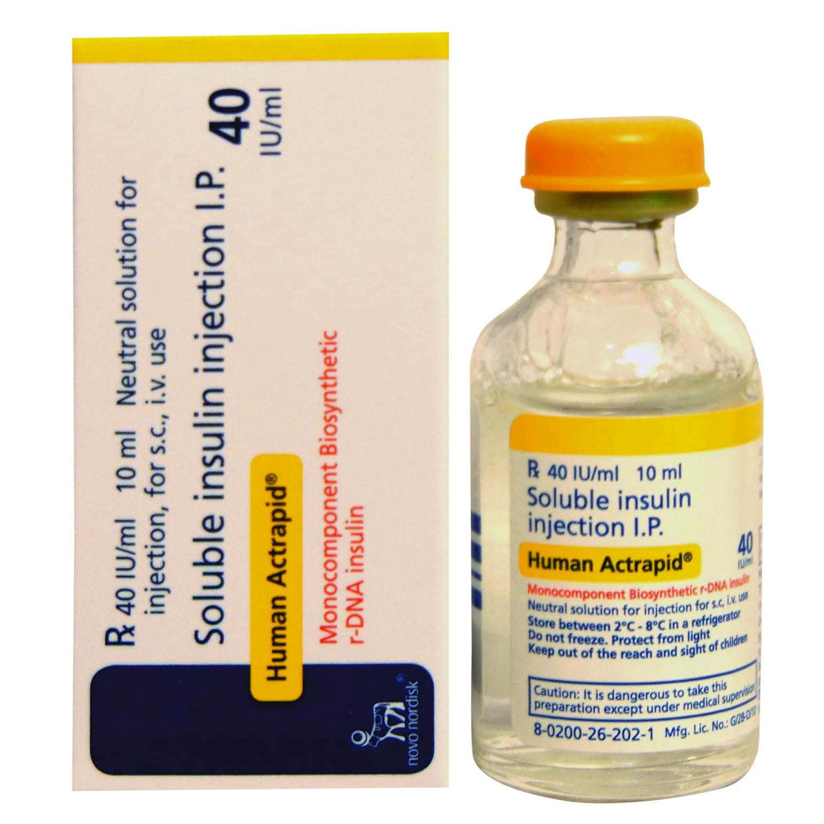 Buy Human Actrapid 40IU/ml Solution for Injection 10 ml Online
