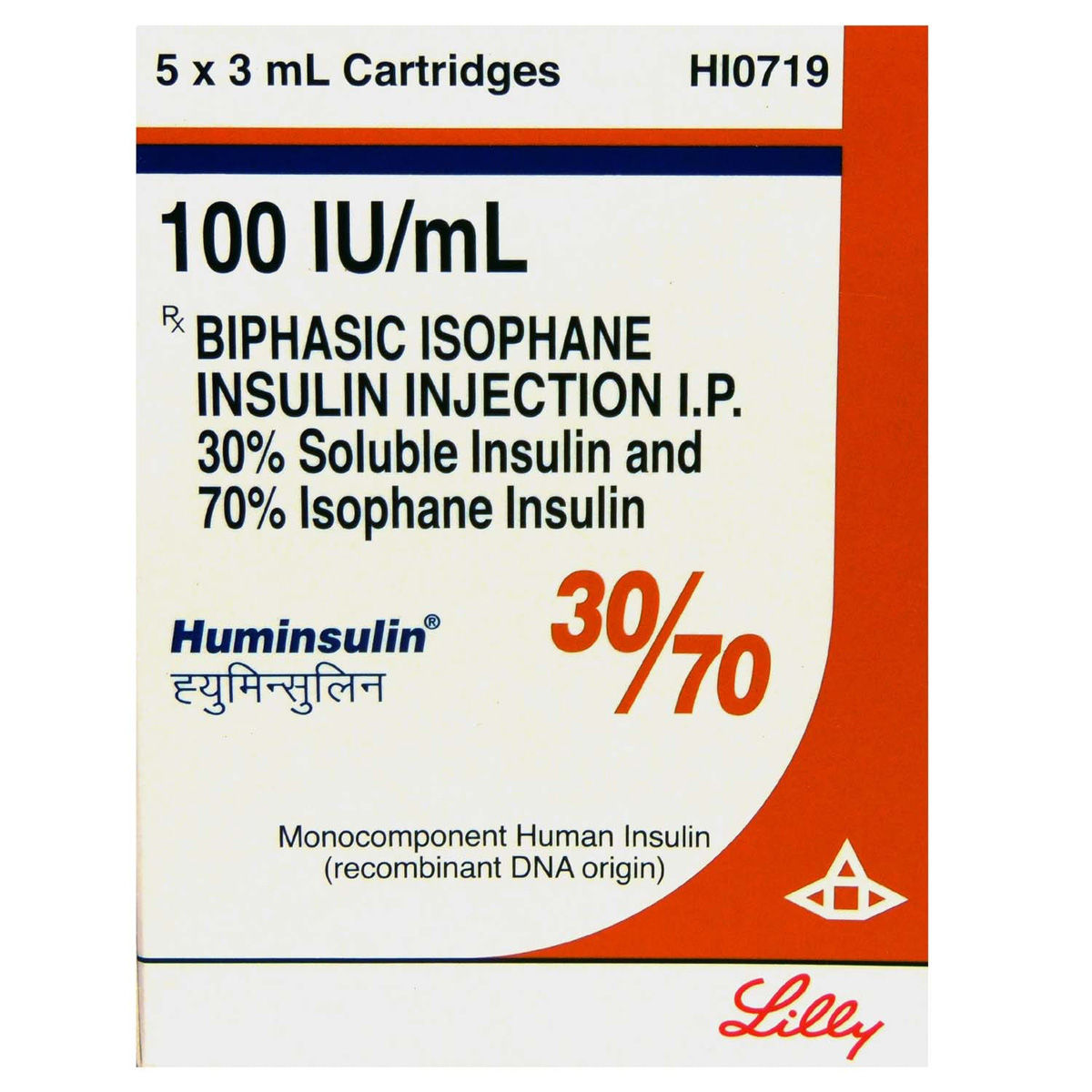 Buy Huminsulin 30/70 100IU/ml Cartridge 5 x 3 ml Online