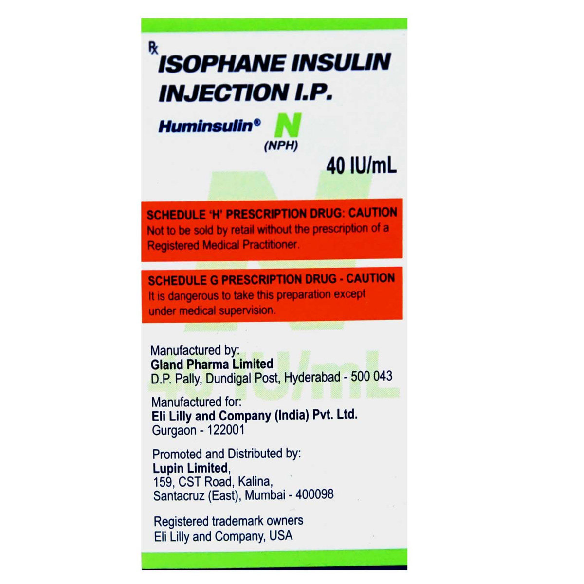 Huminsulin N 40IU Injection 10 ml, Pack of 1 INJECTION Huminsulin N 40IU Injection 10 ml, Pack of 1 INJECTION