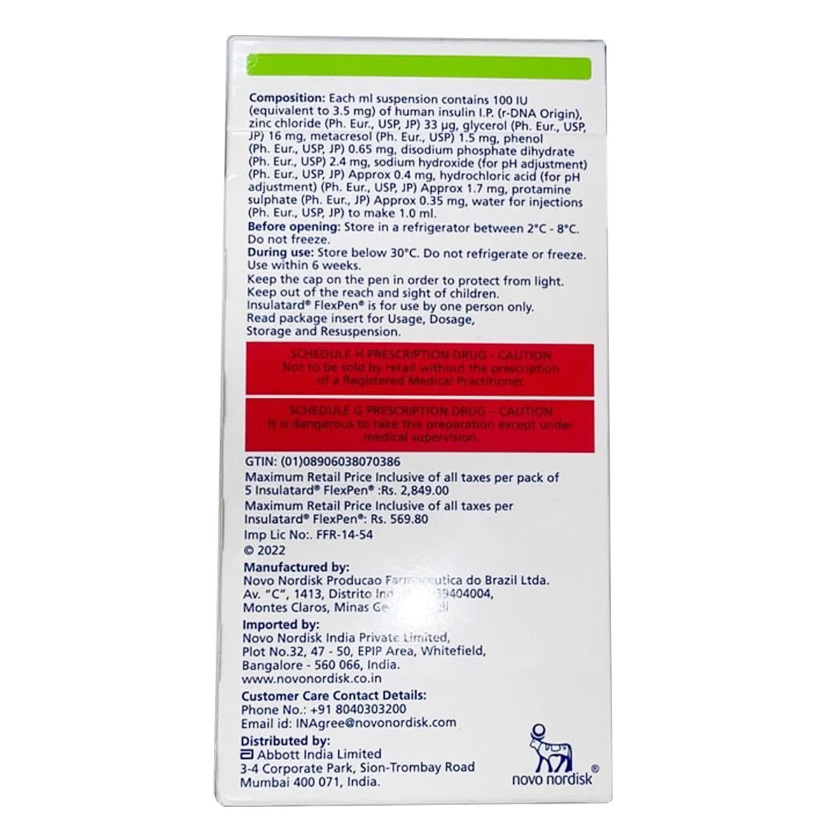 Human Insulatard Pen 3 ml, Pack of 1 Injection Human Insulatard Pen 3 ml, Pack of 1 Injection