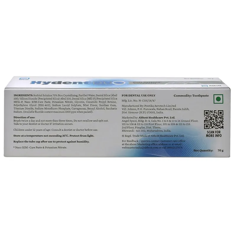 Buy Hydent Duo Toothpaste 70 gm | 19 Minutes Delivery | Apollo Pharmacy
