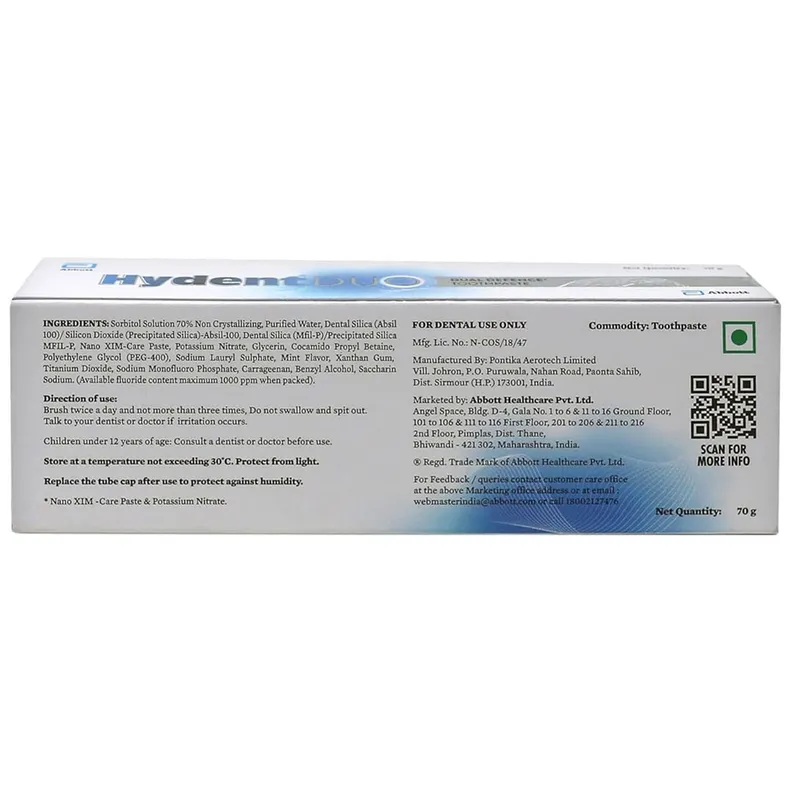 Buy Hydent Duo Toothpaste 70 gm | 19 Minutes Delivery | Apollo Pharmacy