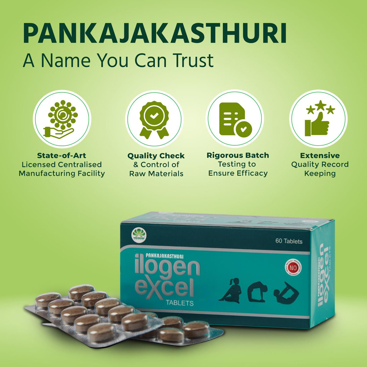 Pankajakasthuri Ilogen Excel, 10 Tablets, Pack of 10 Pankajakasthuri Ilogen Excel, 10 Tablets, Pack of 10