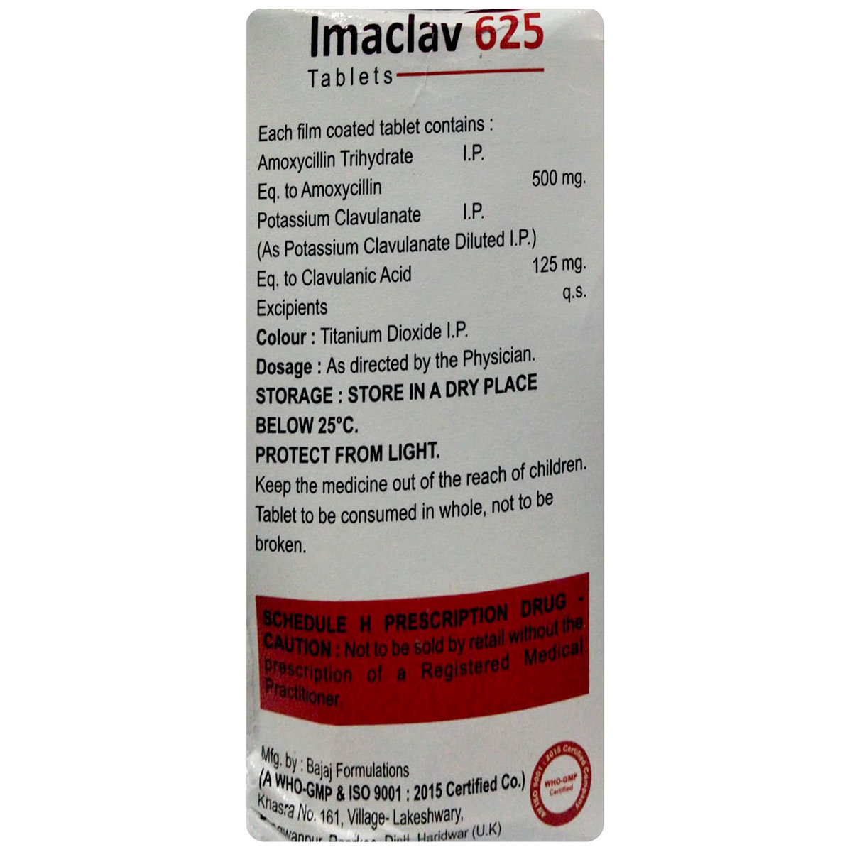 Imaclav 625 Tablet 10's, Pack of 10 TABLETS Imaclav 625 Tablet 10's, Pack of 10 TABLETS
