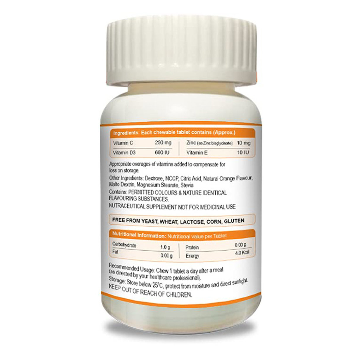 Imunbites Sugar Free Orange Flavored Chewable, 30 Tablets, Pack of 1 Imunbites Sugar Free Orange Flavored Chewable, 30 Tablets, Pack of 1