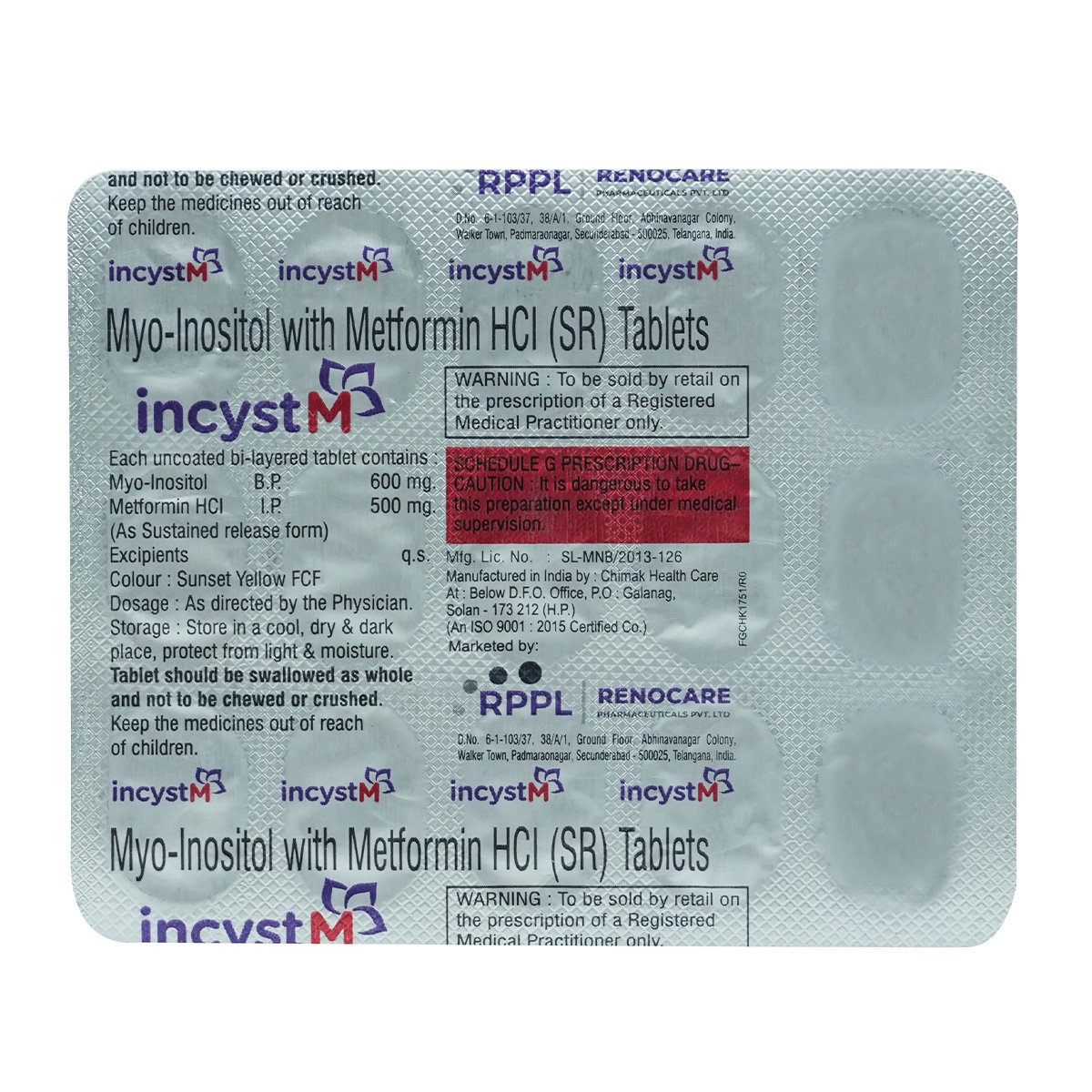 Incyst M 600/500 Tablet 15's, Pack of 15 TABLETS Incyst M 600/500 Tablet 15's, Pack of 15 TABLETS