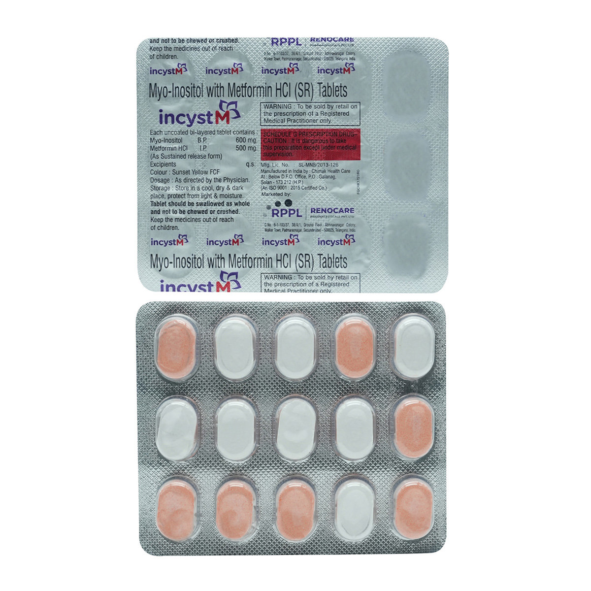 Incyst M 600/500 Tablet 15's, Pack of 15 TABLETS Incyst M 600/500 Tablet 15's, Pack of 15 TABLETS