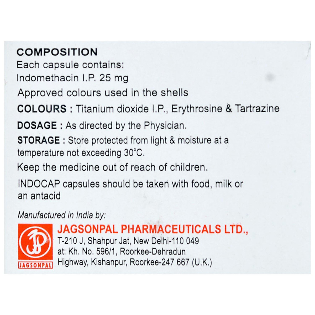 Indocap Capsule 10's, Pack of 10 CAPSULES Indocap Capsule 10's, Pack of 10 CAPSULES