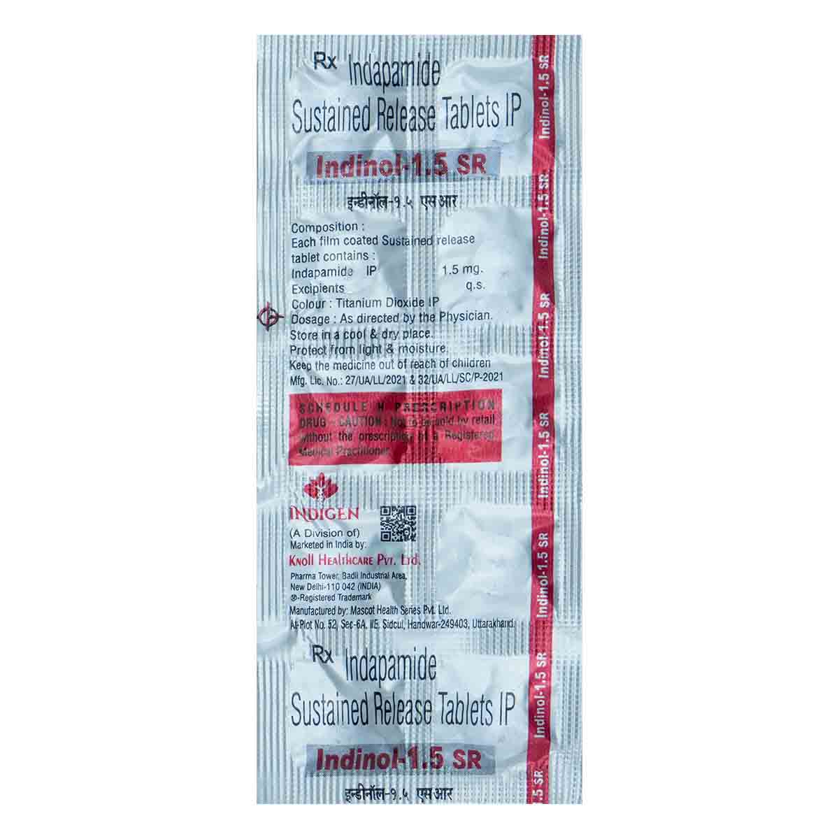 Indinol-1.5Mg Sr Tablet 10'S, Pack of 10 TabletS Indinol-1.5Mg Sr Tablet 10'S, Pack of 10 TabletS
