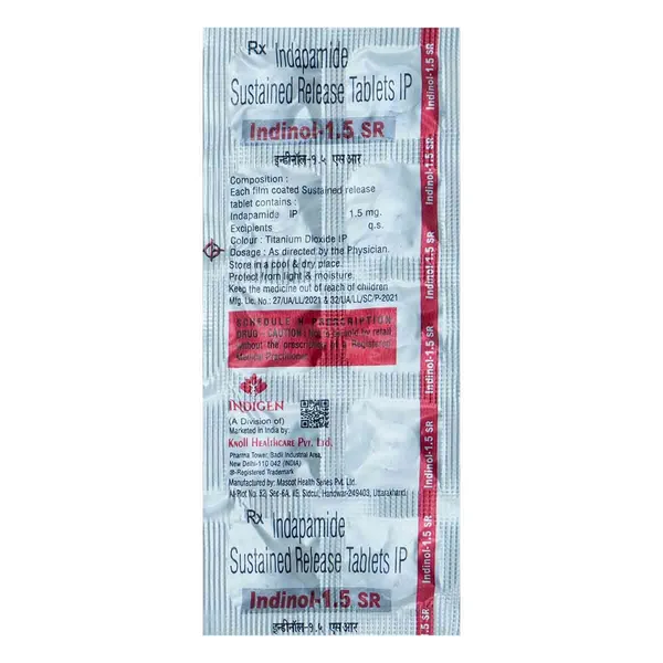 Indinol-1.5Mg Sr Tablet 10'S, Pack of 10 TabletS