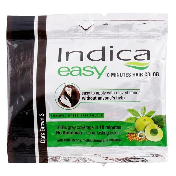 Indica Easy Hair Color Dark Brown, 25 ml, Pack of 4