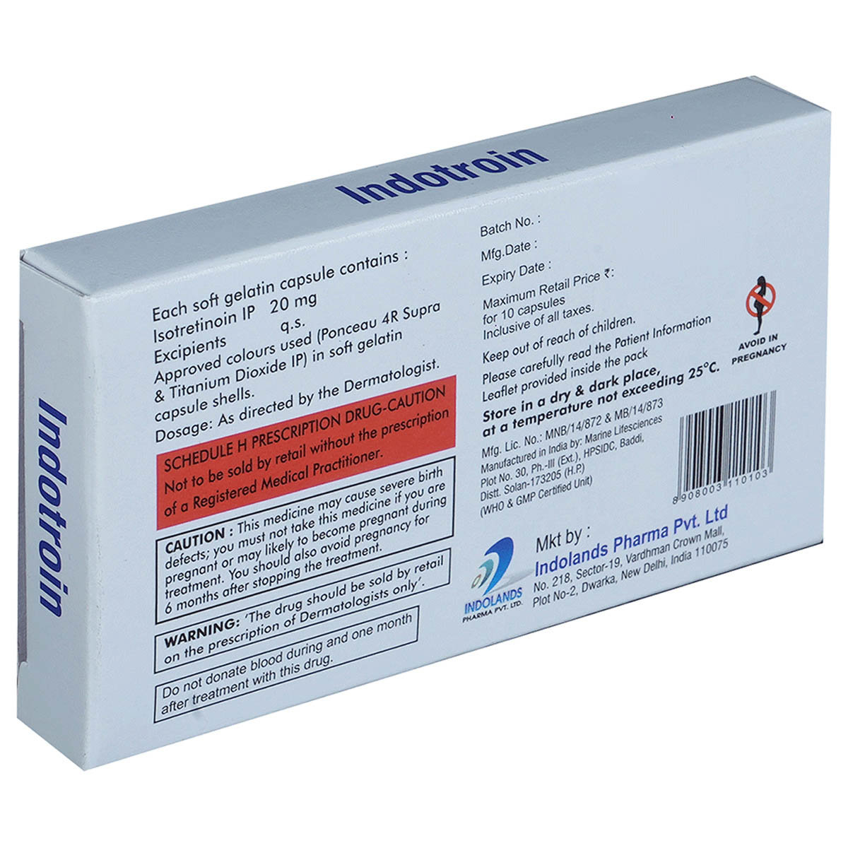 Indotroin 20mg Softgel Capsule 10's, Pack of 10 CapsuleS Indotroin 20mg Softgel Capsule 10's, Pack of 10 CapsuleS