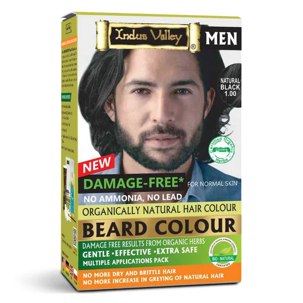 Indus Valley Men Organically Natural Gel Natural Black 1.0 Hair Color, 78 ml