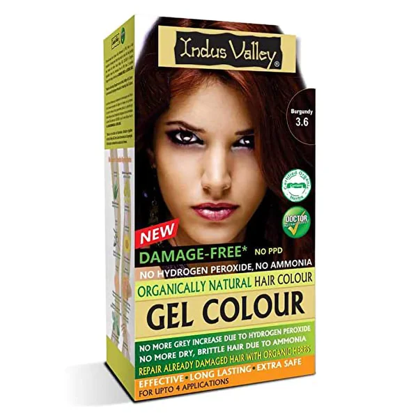 Indus Valley Organically Natural Gel Burgundy 3.6 Hair Color, 200 ml, Pack of 1