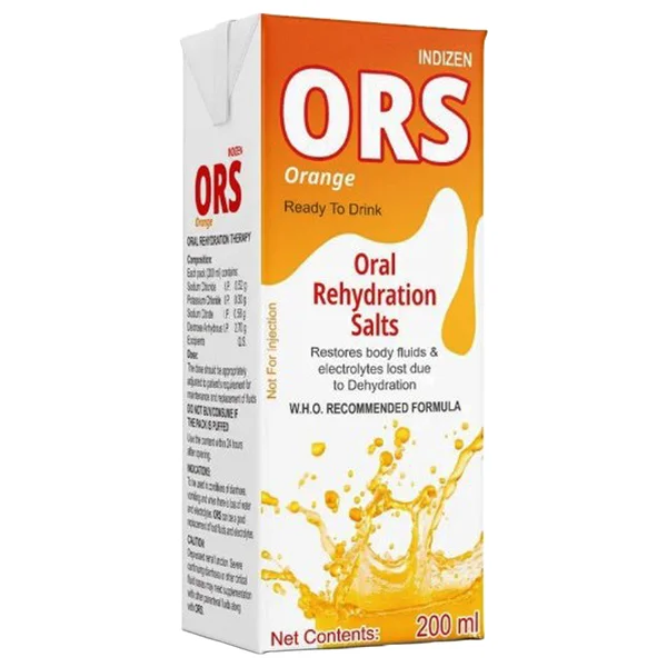 Indizen ORS Orange Flavour Oral Rehydration Liquid 200 ml, Pack of 1