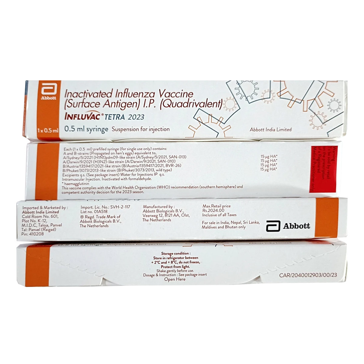 Influvac Tetra 2023 Vaccine 0.5 ml, Pack of 1 Influvac Tetra 2023 Vaccine 0.5 ml, Pack of 1