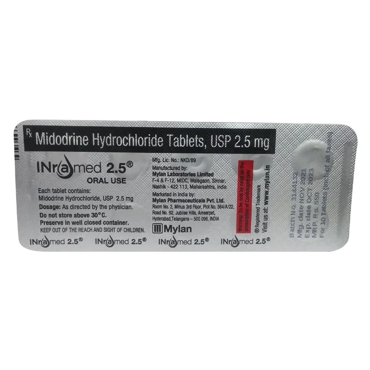 Inramed 2.5 Tablet 10's, Pack of 10 TABLETS Inramed 2.5 Tablet 10's, Pack of 10 TABLETS