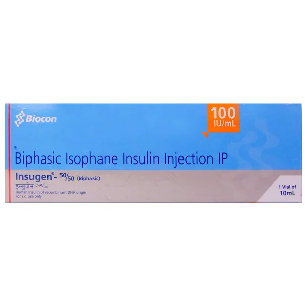 Insugen 50/50 100IU Injection 10 ml, Pack of 1 Injection
