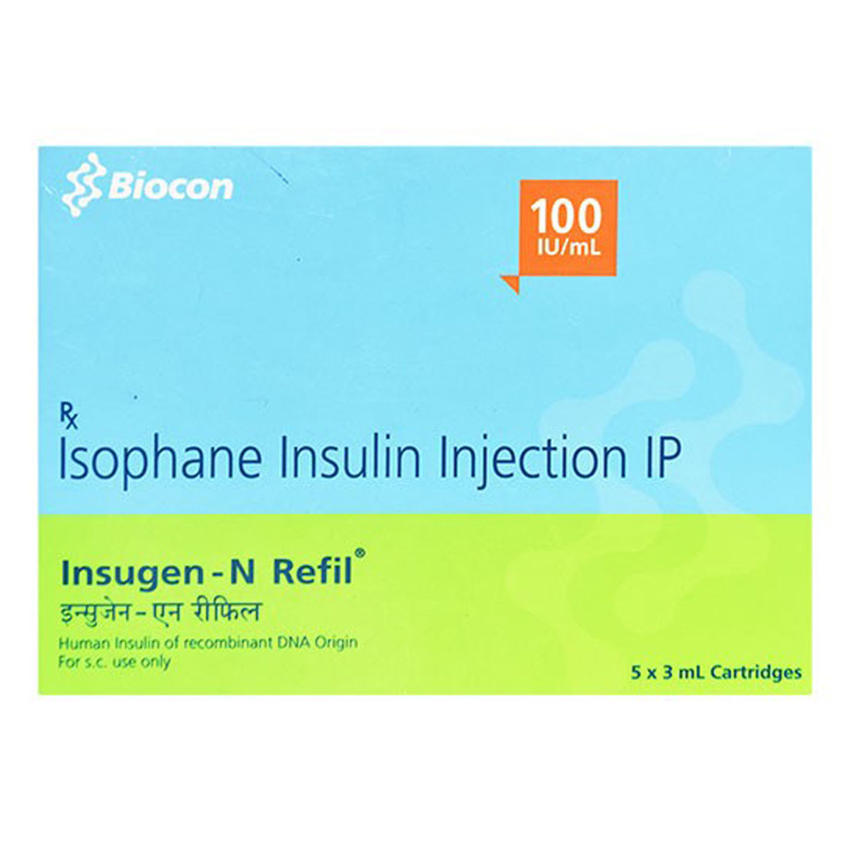 Buy Insugen-N Refil 100IU/ml Injection 3 ml Online