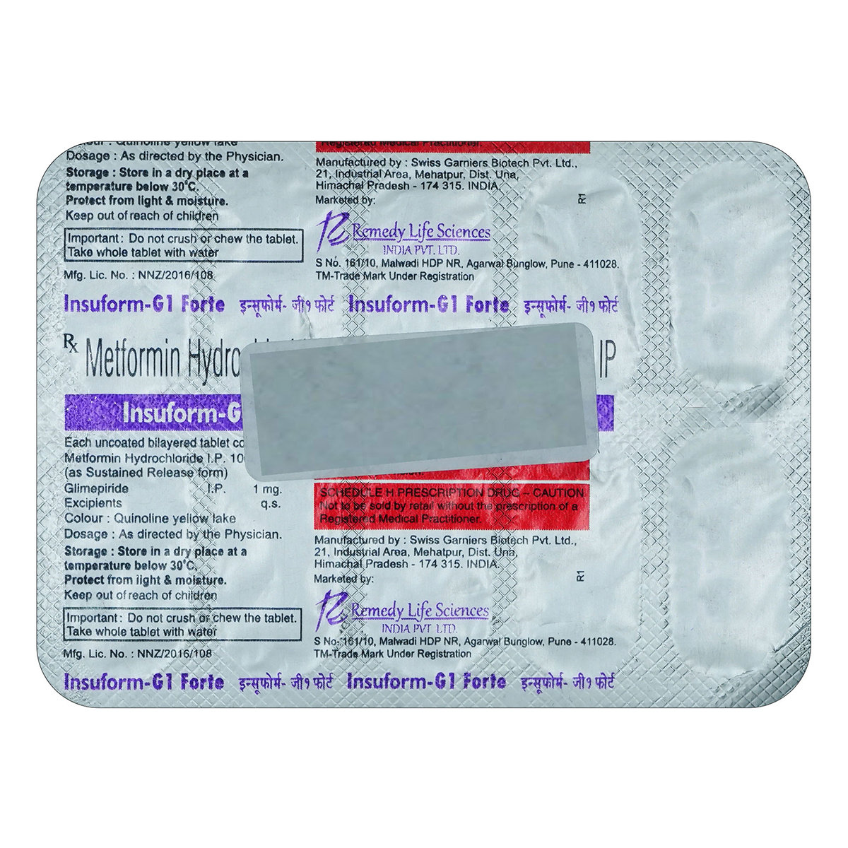 Insuform G1 Forte Tab 10'S, Pack of 10 TABLETS Insuform G1 Forte Tab 10'S, Pack of 10 TABLETS