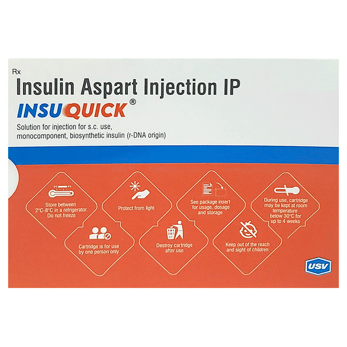 Buy Insuquick 100U/ml Cartridge Injection 3 ml Online