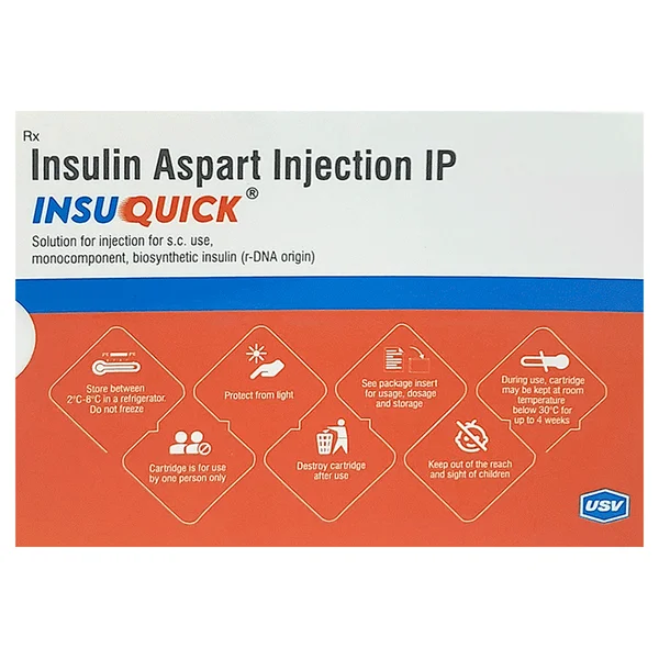 Insuquick 100U/ml Cartridge Injection 3 ml, Pack of 1 Injection