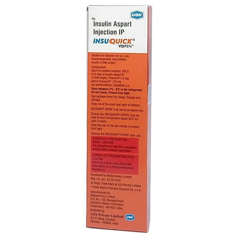 Buy Insuquick VD Pen 100U/ml Injection 3 ml online | Uses, Side Effects ...