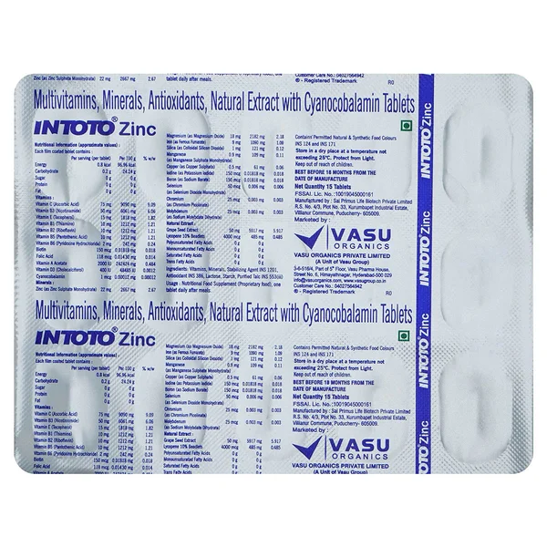 Intoto Zinc Tablet 15's