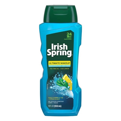 Irish Spring Ultimate Wakeup Face Body Wash 532 ml | Tea Tree Oil &amp; Iced Lemon | Retains Skin Natural Moisture | Keep Skin Fresh For 24 Hrs, Pack of 1