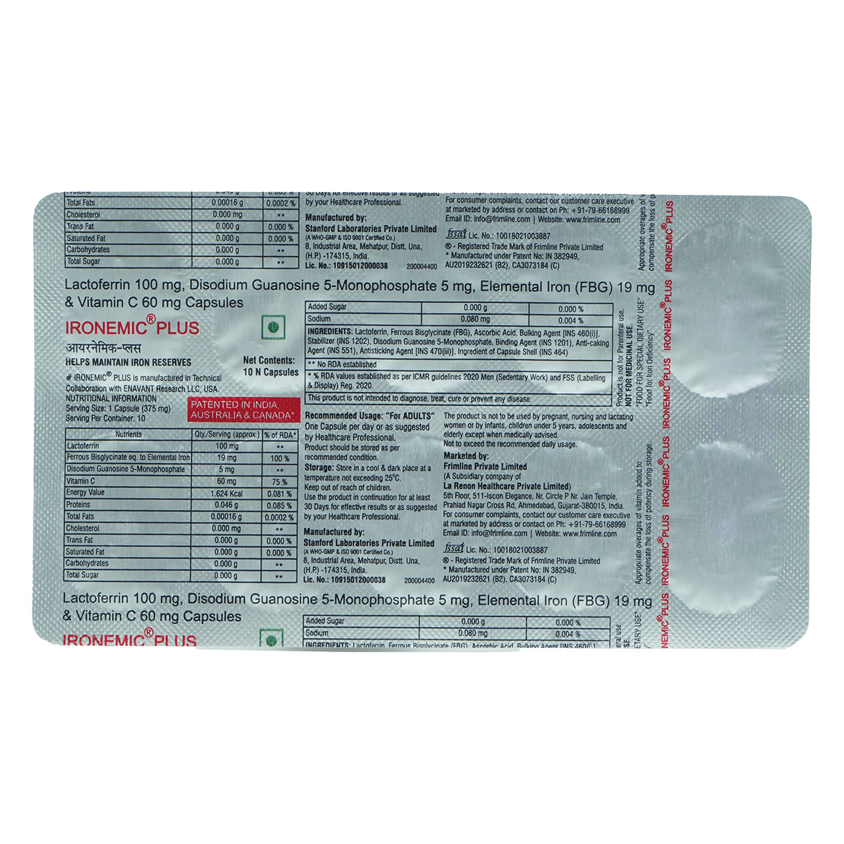 Ironemic Plus Cap 10'S, Pack of 10 Ironemic Plus Cap 10'S, Pack of 10