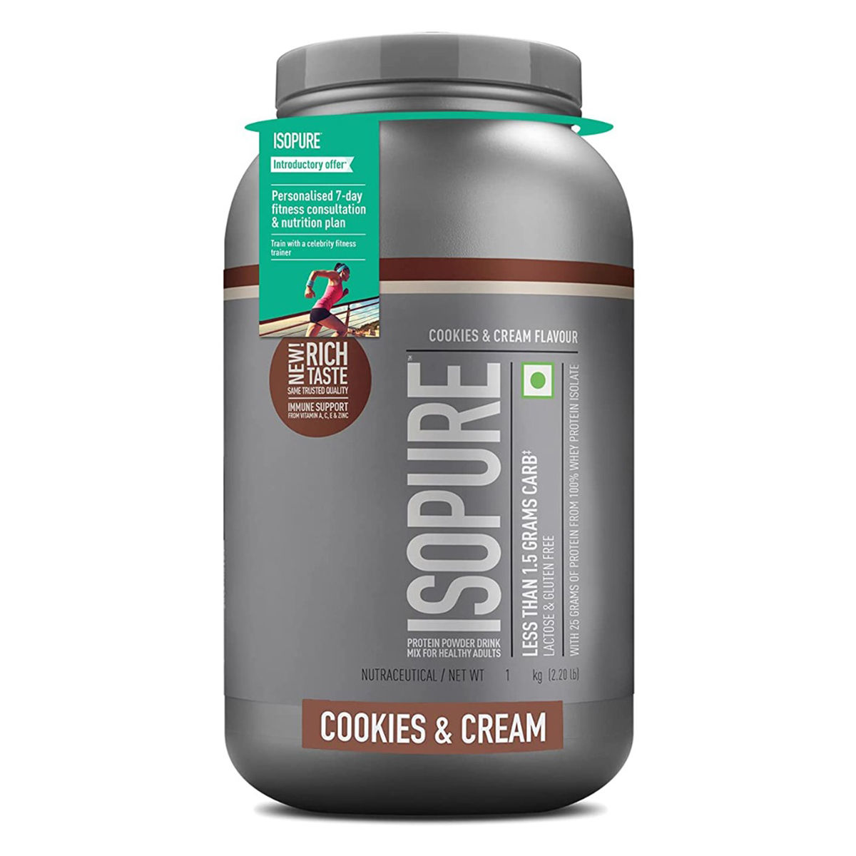 Buy Isopure Less Than 1.5 gm Carbs 100% Whey Protein Isolate Cookies & Cream Flavour Powder, 2.20 lb Online