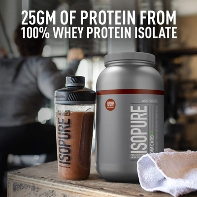 Isopure Low Carb 100% Whey Protein Isolate Dutch Chocolate Flavour Powder, 2.20 lb, Pack of 1