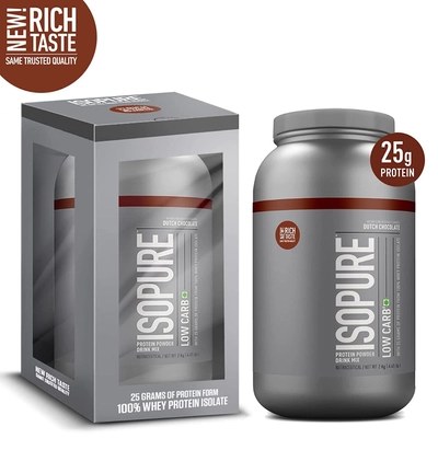 Isopure Low Carb 100% Whey Protein Isolate Dutch Chocolate Flavour Powder, 4.41 lb, Pack of 1