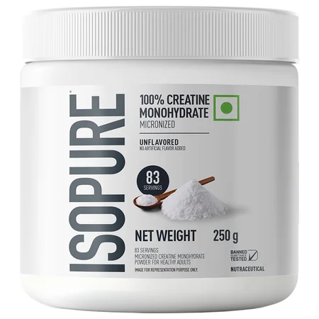 Isopure 100% Creatine Unflavoured Monohydrate Powder, 250 gm