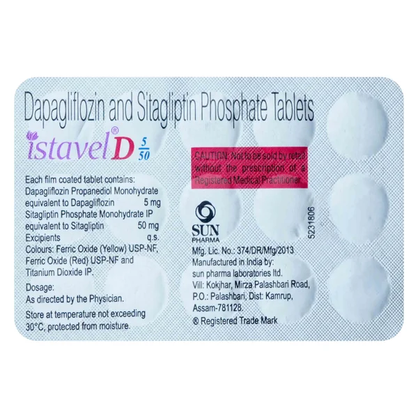 Istavel D 5 mg/50 mg Tablet 15's, Pack of 15