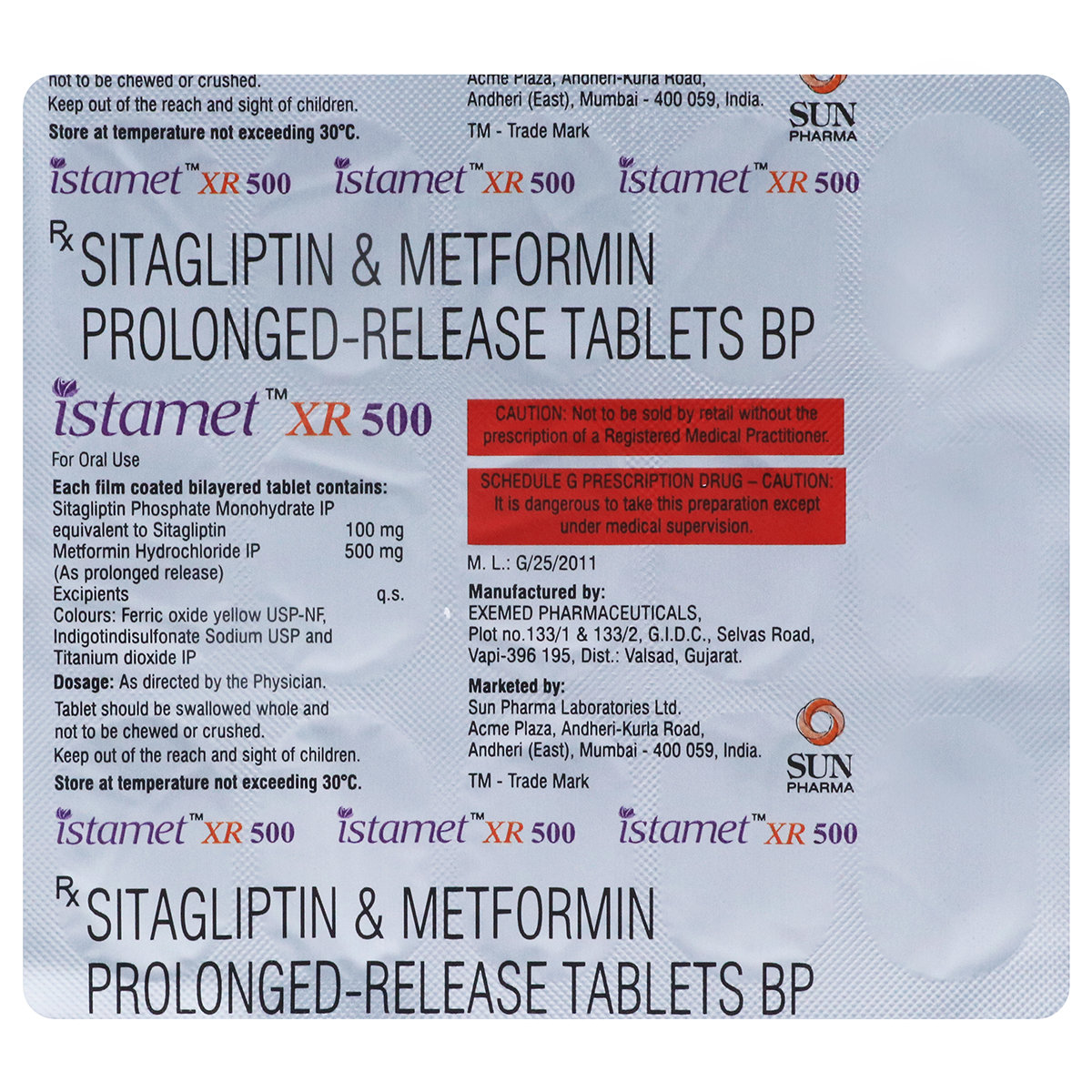 Istamet XR 500 Tablet 15's, Pack of 15 Istamet XR 500 Tablet 15's, Pack of 15