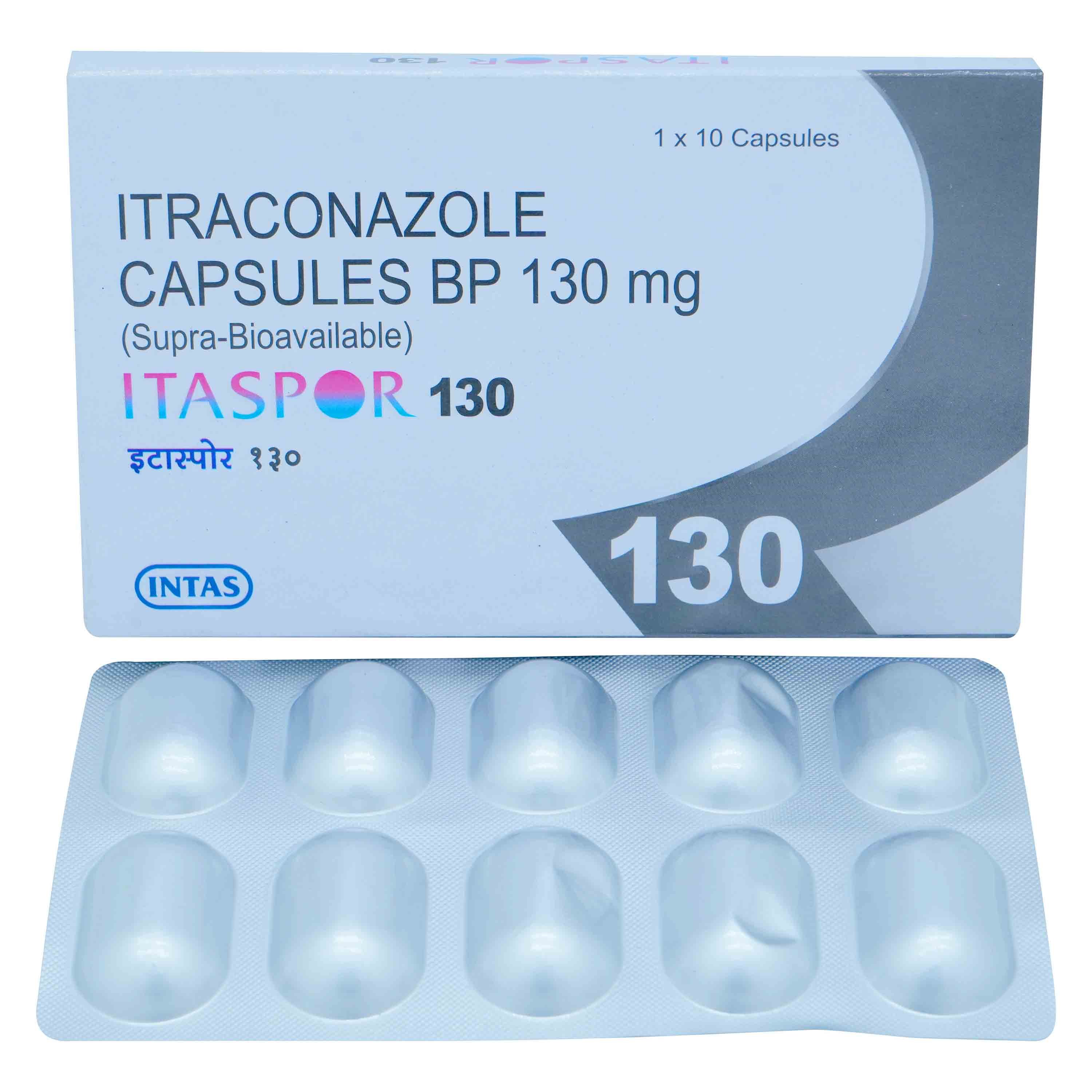 Itaspor 130 mg Capsule 10's, Pack of 10 CapsulesS Itaspor 130 mg Capsule 10's, Pack of 10 CapsulesS