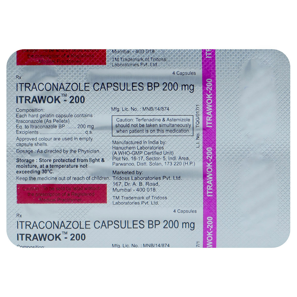 Itrawok-200mg Capsule 4's, Pack of 4 CapsuleS Itrawok-200mg Capsule 4's, Pack of 4 CapsuleS